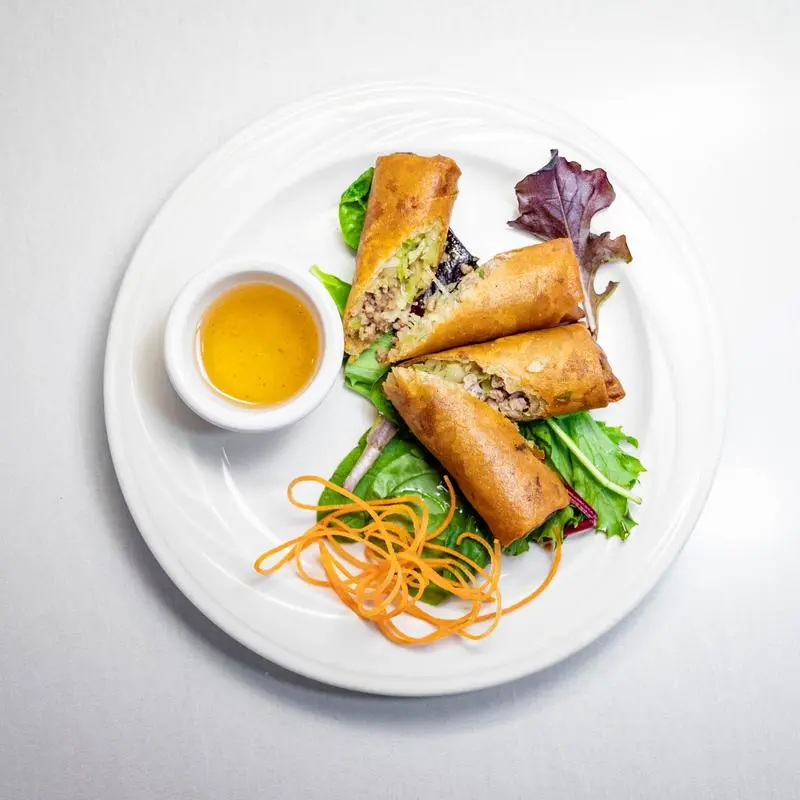 Crispy spring rolls with dipping sauce